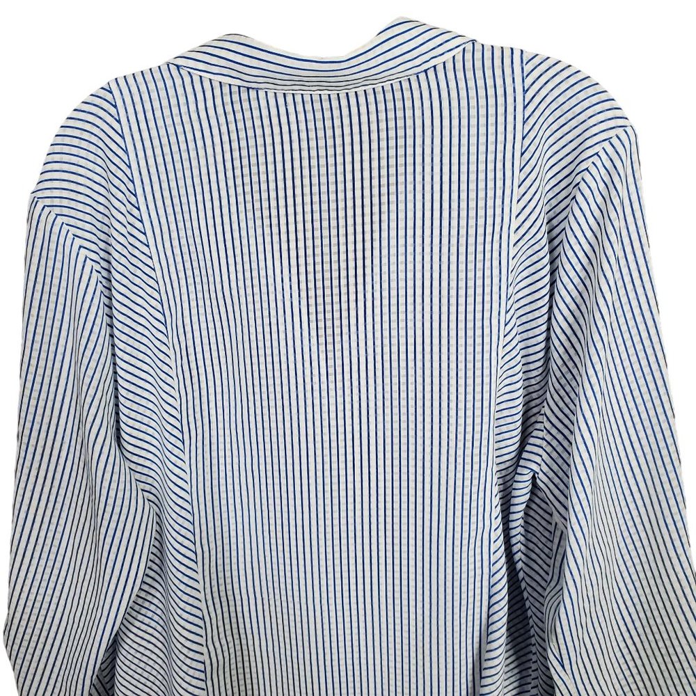 Chico's 3 Size XL Tunic Semi Shear Cover Up Pullover Striped Textured Roll Tab - Picture 6 of 14